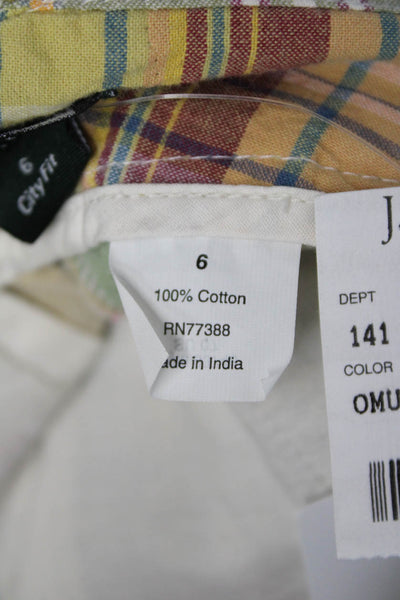 J Crew Unisex Green Plaid 100% Cotton Button Shorts Size 6