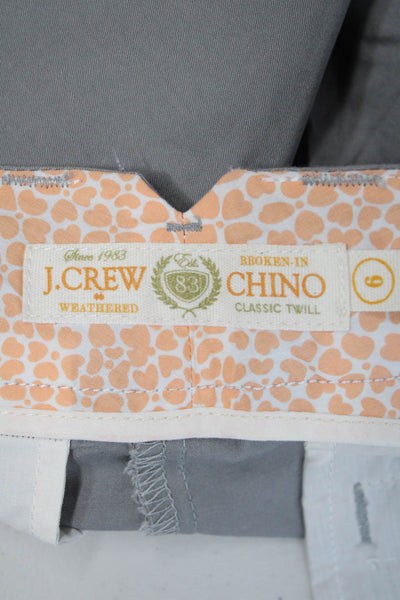 J Crew Unisex Chino Shorts Gray Cotton Button Size 6