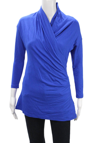 Isabella Oliver Women Maternity Jersey Tunic Mock Neck Long Sleeve Blue Size 1