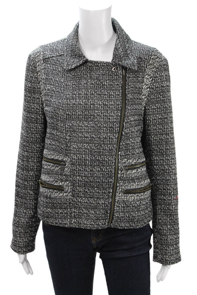 Banana Republic Women Biker Jacket Black Acrylic Size 14