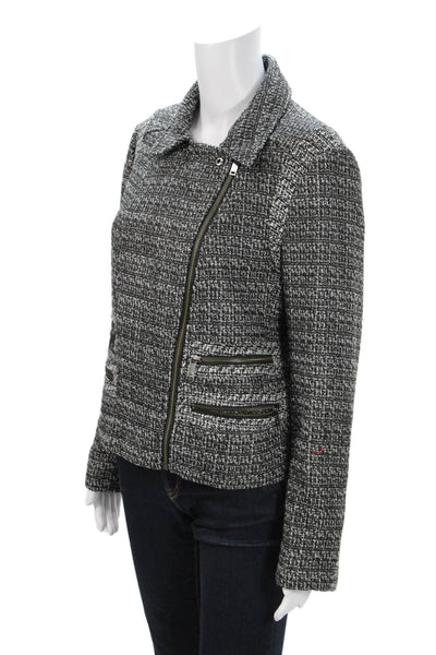Banana Republic Women Biker Jacket Black Acrylic Size 14