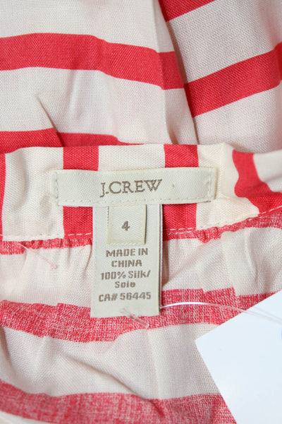 J Crew Womens Silk Striped High Neck Tie Sleeveless Blouse Beige Size 4