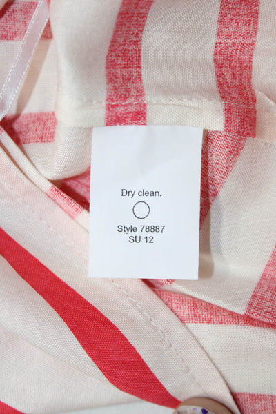 J Crew Womens Silk Striped High Neck Tie Sleeveless Blouse Beige Size 4