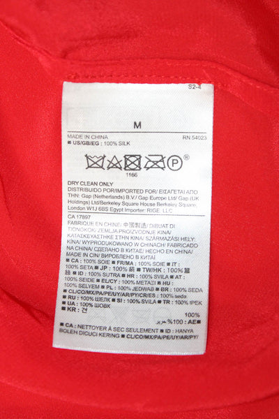 Banana Republic Women Red Collared Button-Up Blouse Long Sleeve Size M