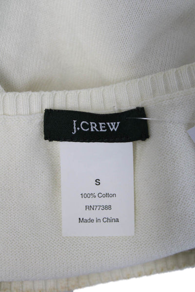 J Crew Women T-Shirt Beige 100% Cotton Argyle Crew Neck Short Sleeve Size S