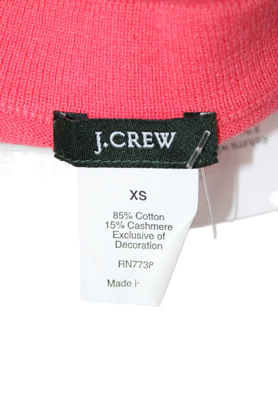 J Crew Womens Pink Cotton Cashmere Cardigan Crew Neck 3/4 Sleeve Size XS