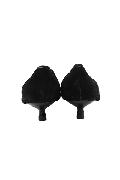 Fendi Womens Suede Pointed Toe Slip-On Kitten Heels Black Size 10.5
