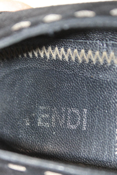 Fendi Womens Suede Pointed Toe Slip-On Kitten Heels Black Size 10.5