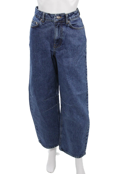 Aligne Women Wide-Leg Dark Blue High Rise Organic Cotton Jeans Size 25