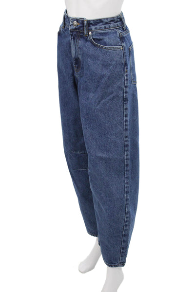 Aligne Women Wide-Leg Dark Blue High Rise Organic Cotton Jeans Size 25