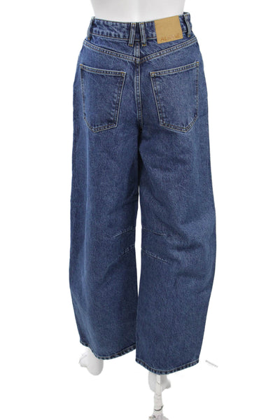 Aligne Women Wide-Leg Dark Blue High Rise Organic Cotton Jeans Size 25
