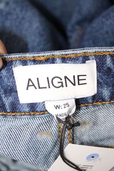 Aligne Women Wide-Leg Dark Blue High Rise Organic Cotton Jeans Size 25