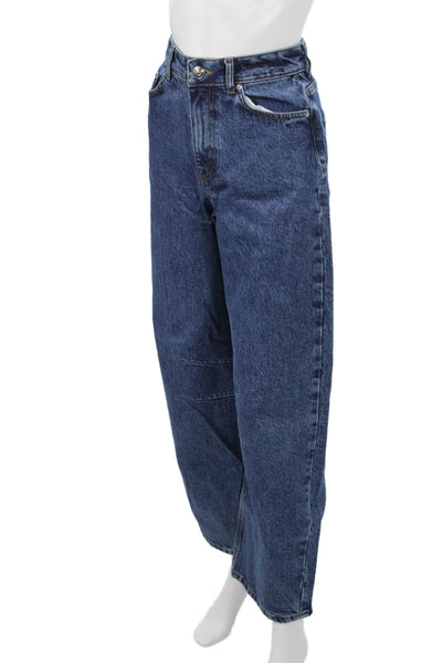 Aligne Women Wide-Leg Dark Blue High Rise Organic Cotton Jeans Size 25