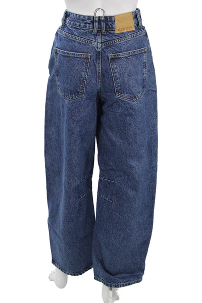 Aligne Women Wide-Leg Dark Blue High Rise Organic Cotton Jeans Size 25