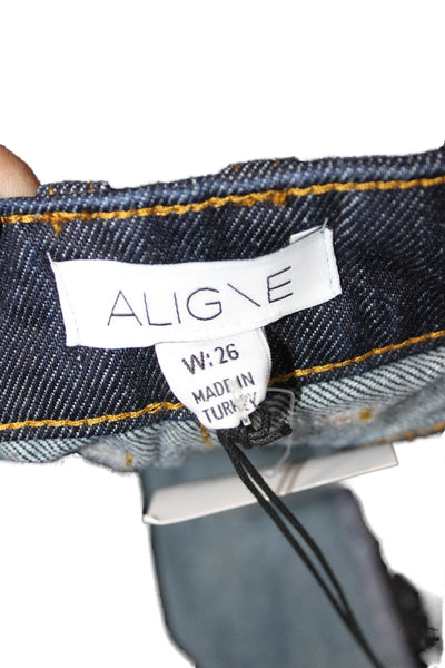 Aligne Unisex Dark Blue Wide-Leg Jeans High Rise Organic Cotton Size 26