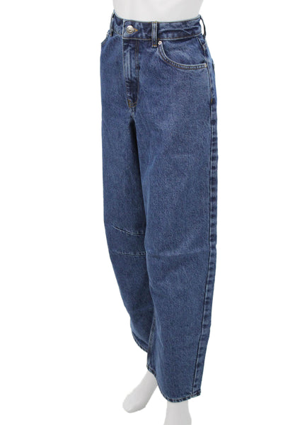 Aligne Womens Dark Blue High Rise Wide Leg Jeans Size 27