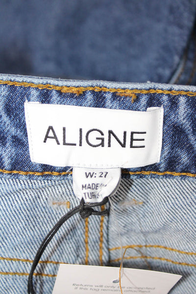 Aligne Womens Dark Blue High Rise Wide Leg Jeans Size 27