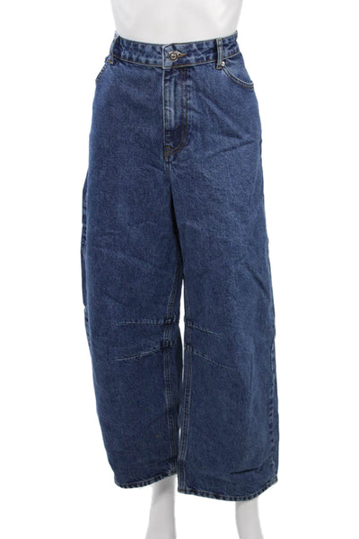 Aligne Unisex Dark Blue Wide-Leg Jeans High Rise Organic Cotton Size 31