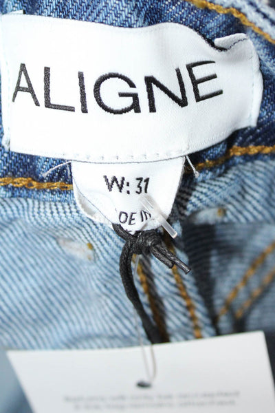 Aligne Unisex Dark Blue Wide-Leg Jeans High Rise Organic Cotton Size 31