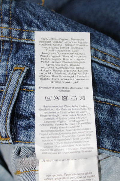 Aligne Women Wide Leg Jeans Dark Blue High Rise 29 Inseam 100% Cotton Size 24