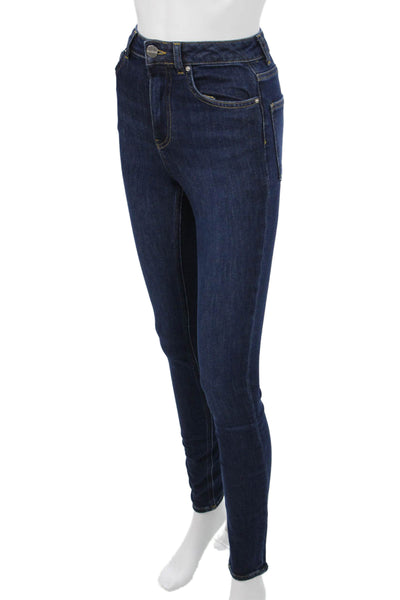 Aligne Womens Skinny Jegging Dark Blue High Rise Organic Cotton Size 24