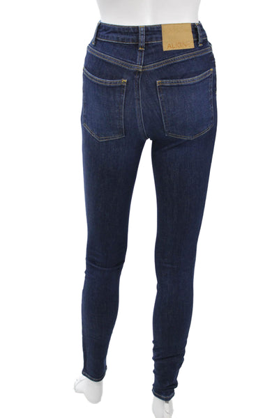 Aligne Womens Skinny Jegging Dark Blue High Rise Organic Cotton Size 24