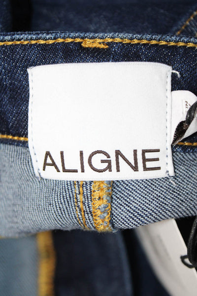 Aligne Womens Skinny Jegging Dark Blue High Rise Organic Cotton Size 24