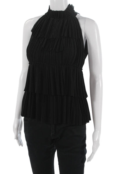 Elie Tahari Women High Neck Sleeveless Black Blouse Zip Size XS
