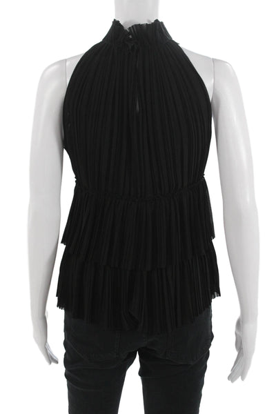 Elie Tahari Women High Neck Sleeveless Black Blouse Zip Size XS