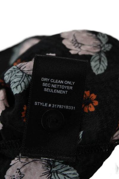 Rebecca Taylor Womens Black Silk High Neck Floral Tie Sleeveless Blouse Size 2