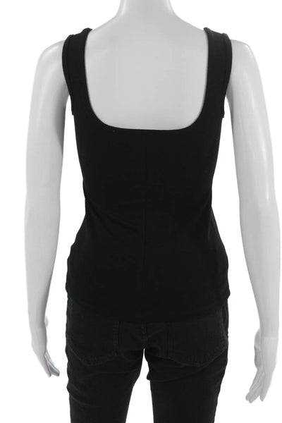 Bailey 44 Women Black Basic Sleeveless Herringbone Square Neck Tank Size XS
