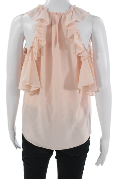 Rebecca Taylor Womens Pink Silk High Neck Sleeveless Blouse Button Size 4