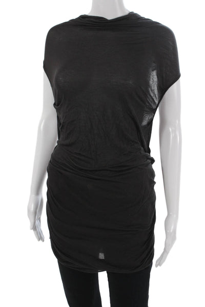 Helmut Lang Women Petite Sleeveless Tunic Top Black Polyester Size S