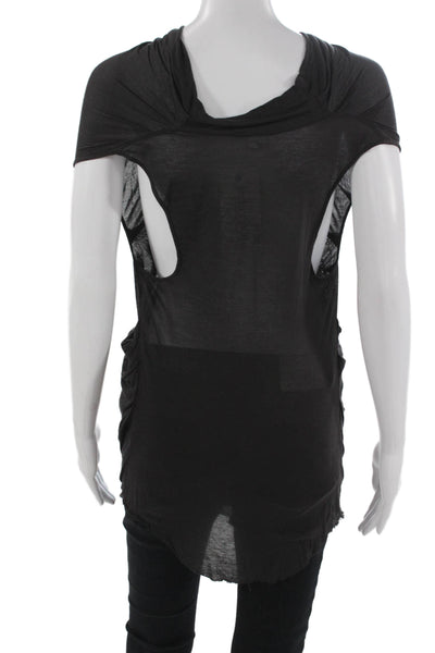 Helmut Lang Women Petite Sleeveless Tunic Top Black Polyester Size S