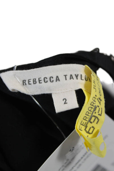 Rebecca Taylor Women Silk Sleeveless Jumpsuit Round Neck Black Solid Size 2