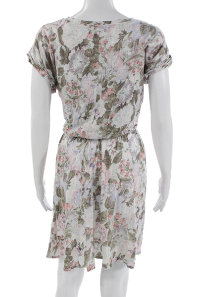 Rebecca Taylor Womens White Silk Floral T-Shirt Dress Size XS