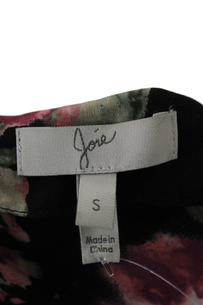 Joie Womens Black Floral Wrap Mini Dress V-Neck Long Sleeve 100% Silk Size S