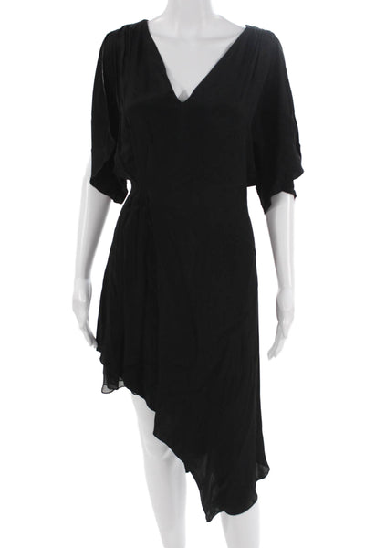 Alice + Olivia Women Black V-Neck Short Dress 100% Viscose Size 0