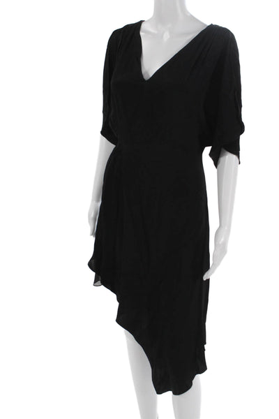 Alice + Olivia Women Black V-Neck Short Dress 100% Viscose Size 0