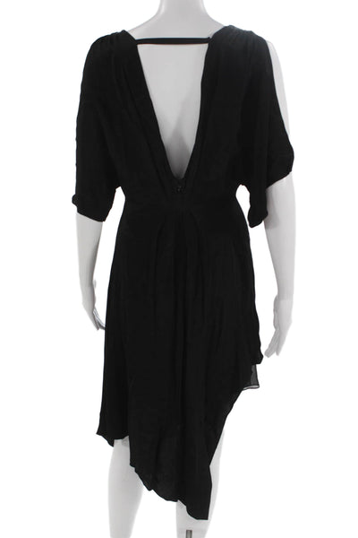 Alice + Olivia Women Black V-Neck Short Dress 100% Viscose Size 0