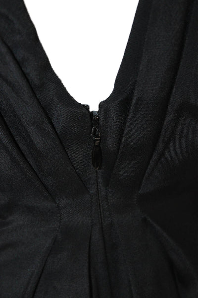 Alice + Olivia Women Black V-Neck Short Dress 100% Viscose Size 0