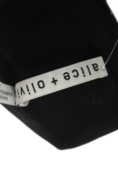 Alice + Olivia Women Black V-Neck Short Dress 100% Viscose Size 0