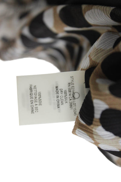 Elie Tahari Women Beige Silk Wrap Dress V-Neck Knee Length Size 2
