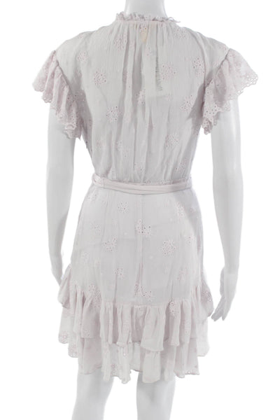 Rebecca Taylor Womens Shirt Dress Pink Floral Cotton Silk High Neck Size 0