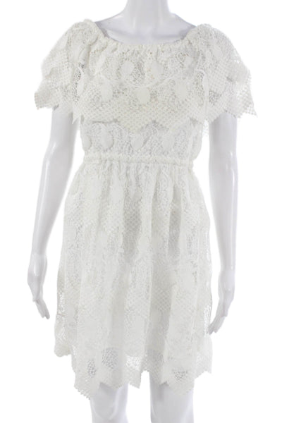Kobi Halperin Womens Mini Sundress White Floral Square Neck Size XS