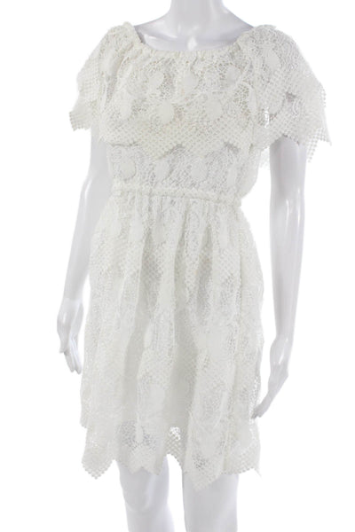 Kobi Halperin Womens Mini Sundress White Floral Square Neck Size XS
