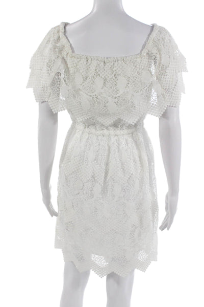 Kobi Halperin Womens Mini Sundress White Floral Square Neck Size XS