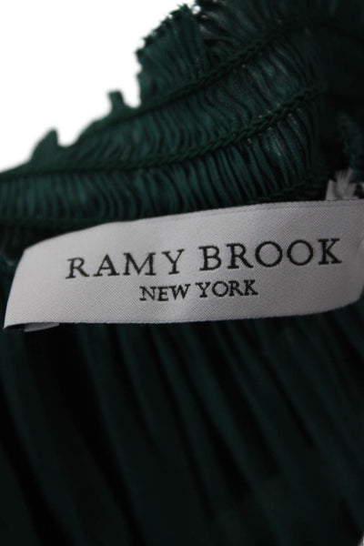 Ramy Brook Women Mini Shift Dress Green Long Sleeve V-Neck Polyester Size S