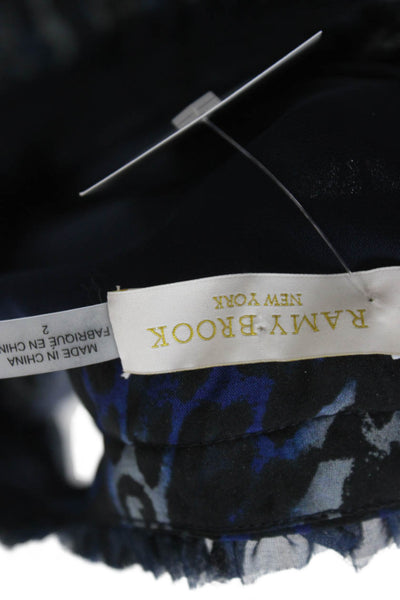 Ramy Brook Womens Black Leopard Blouson Mini Dress V-Neck Sleeveless Size 2