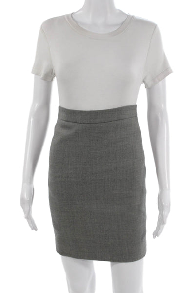 J Crew Womens Straight Pencil Wool Skirt Gray Short Petite Size 00